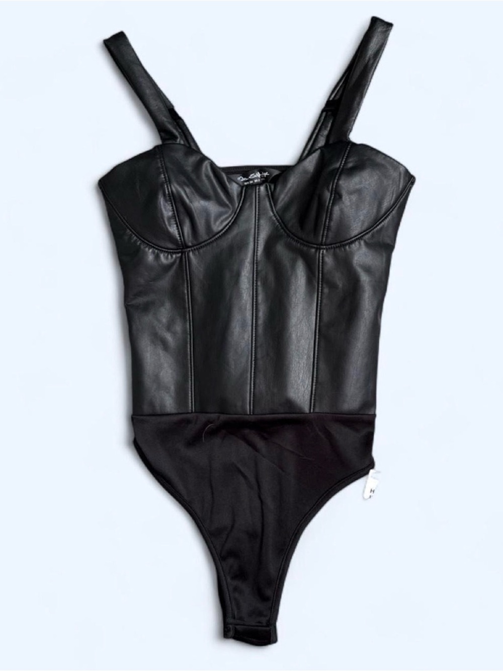 NWT Miss Selfridge Faux Leather Corset Bodysuit Black Size US 2 / UK 6 / XS
